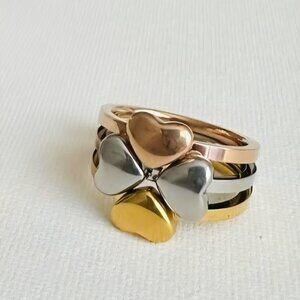 Women's 18K GP Stainless Steel Three Tones Rings